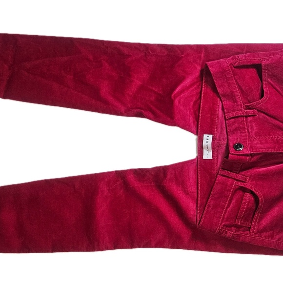 LOFT Velour Pants Womens 4 Hot Pink Skinny Stretch Five Pocket Zip Fly 27 Casual - Picture 6 of 7